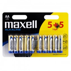 Maxell Alkaline Battery AA LR6 10pcs Long Life BLISTER