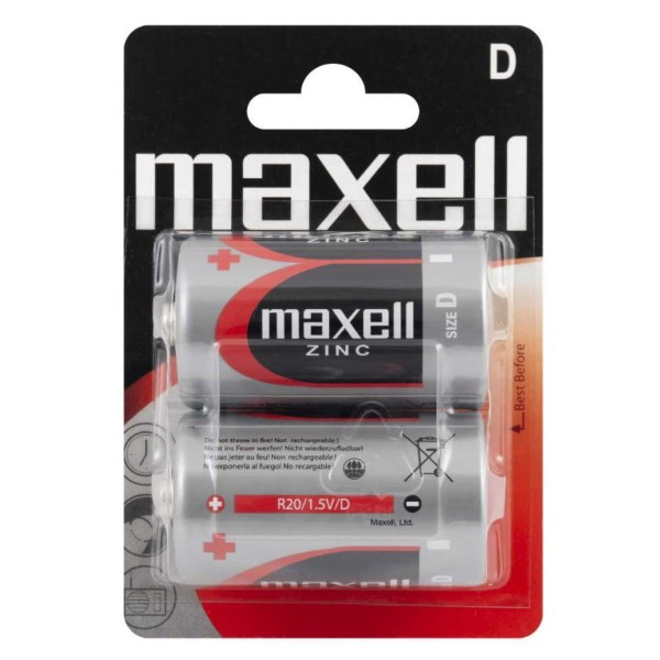 Maxell Battery D R20 MN1300 2pcs 1.5V UM-1 Long Lasting Power Blister