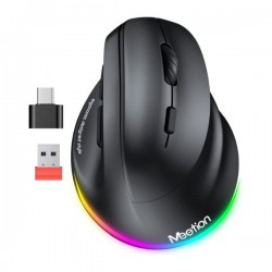 Meetion MT-BTM010R Right Ergonomic Bluetooth & 2.4GHz Dual Wireless RGB Mouse Black