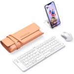 Meetion BTC001 Bluetooth Combo Keyboard Mouse Phone Holder Foldable White