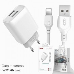 XO L57 2.4A Phone Charger 2x USB + iPhone Lightning Cable